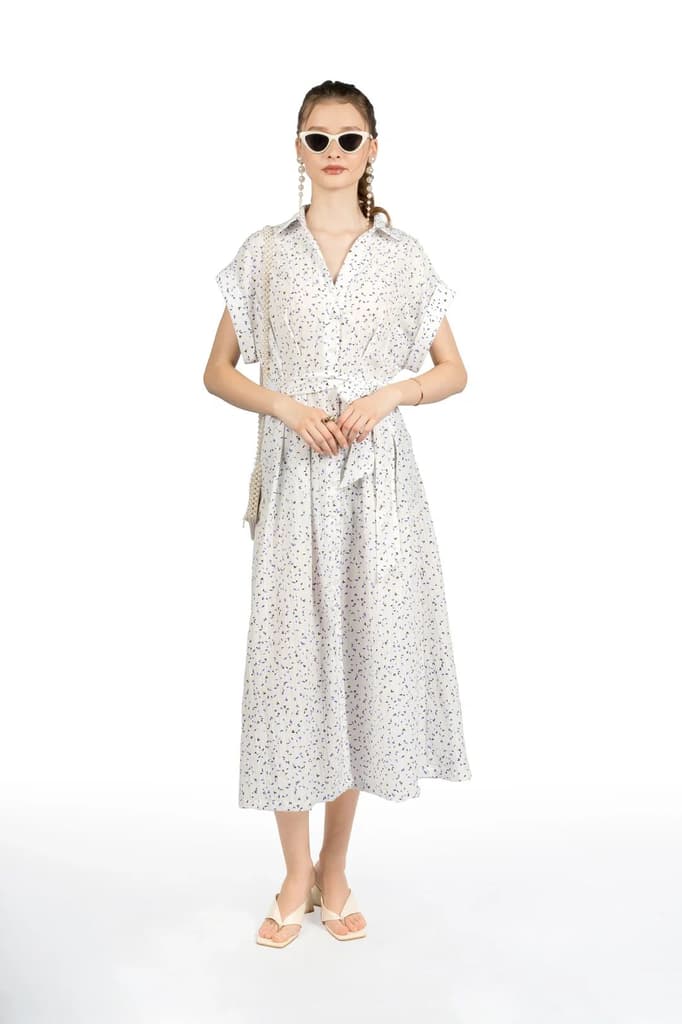 White Printed Kimono Midi Dress — photo 7