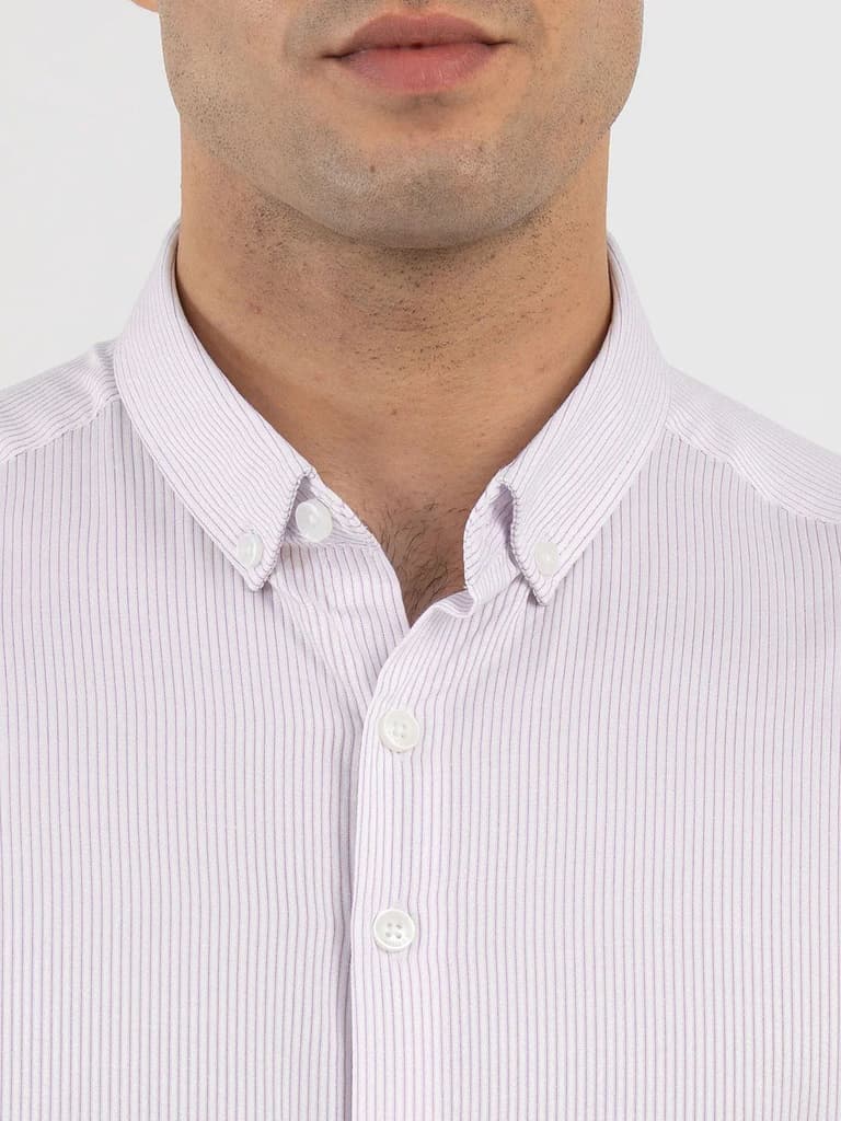 Shirts for Men in Purple | Dobby Stripe Full Sleeve Shirt — photo 4