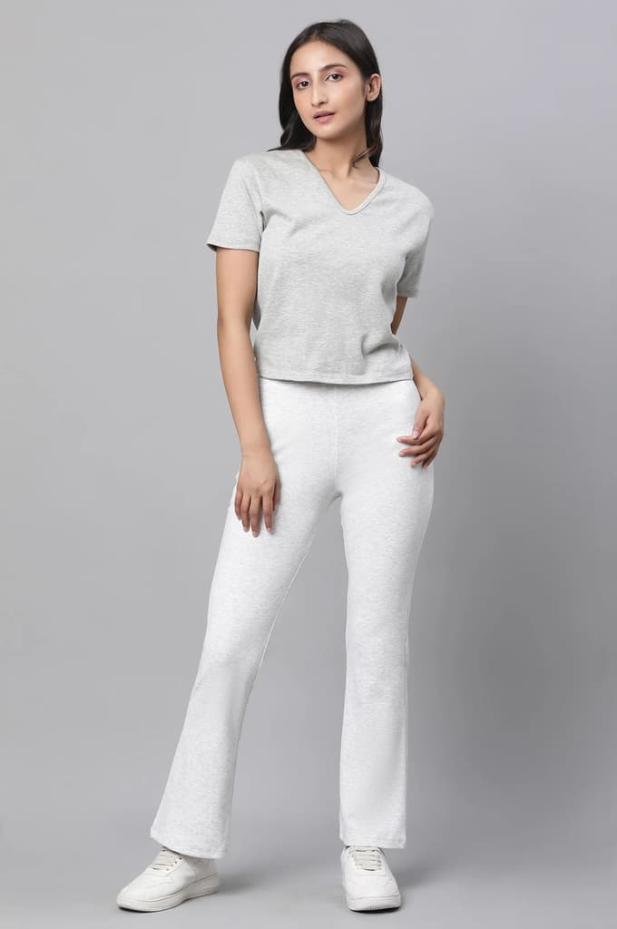 White Boot-Cut Flared Pants — photo 5