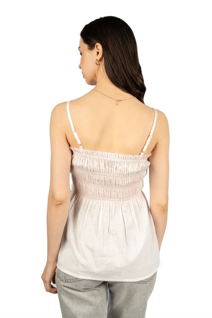 Pink Solid Cotton Cambric Fit & Flare Tube Top — photo 3