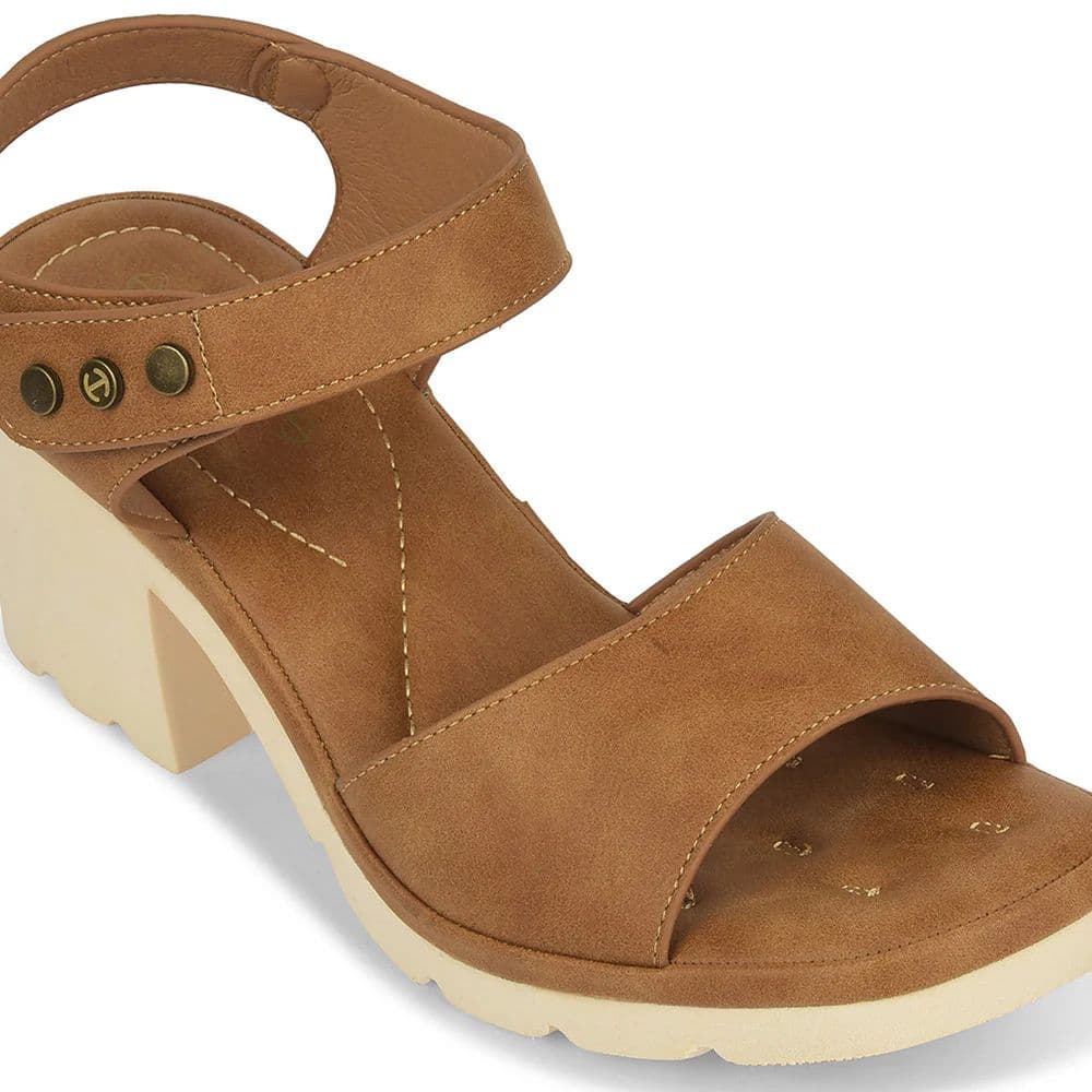 Healers Tan Casual Block Heel Sandal For Women ZQ-DM-17 By Liberty — photo 4