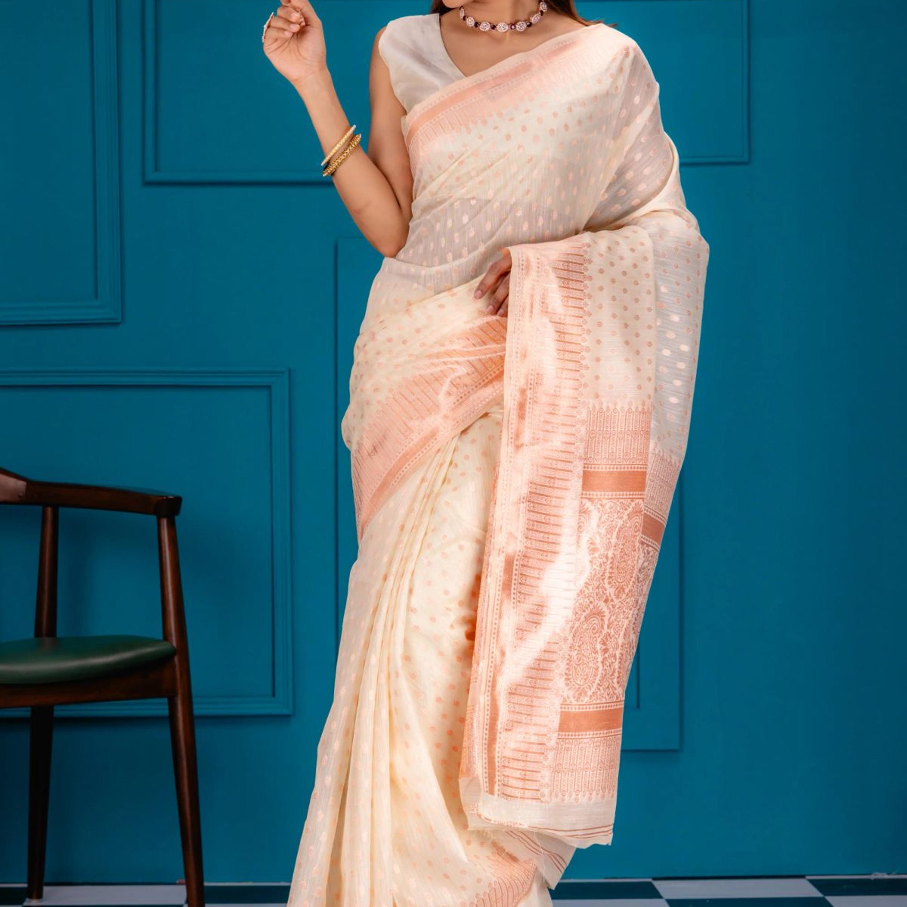 Mimosa Women's Woven Design Banarasi Style Art Silk Saree With Blouse Piece : SA00001755HWFREE