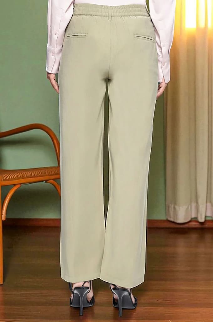 Eleven Women's Olive Green Solid Work Wear Pants in Mid-rise — photo 5