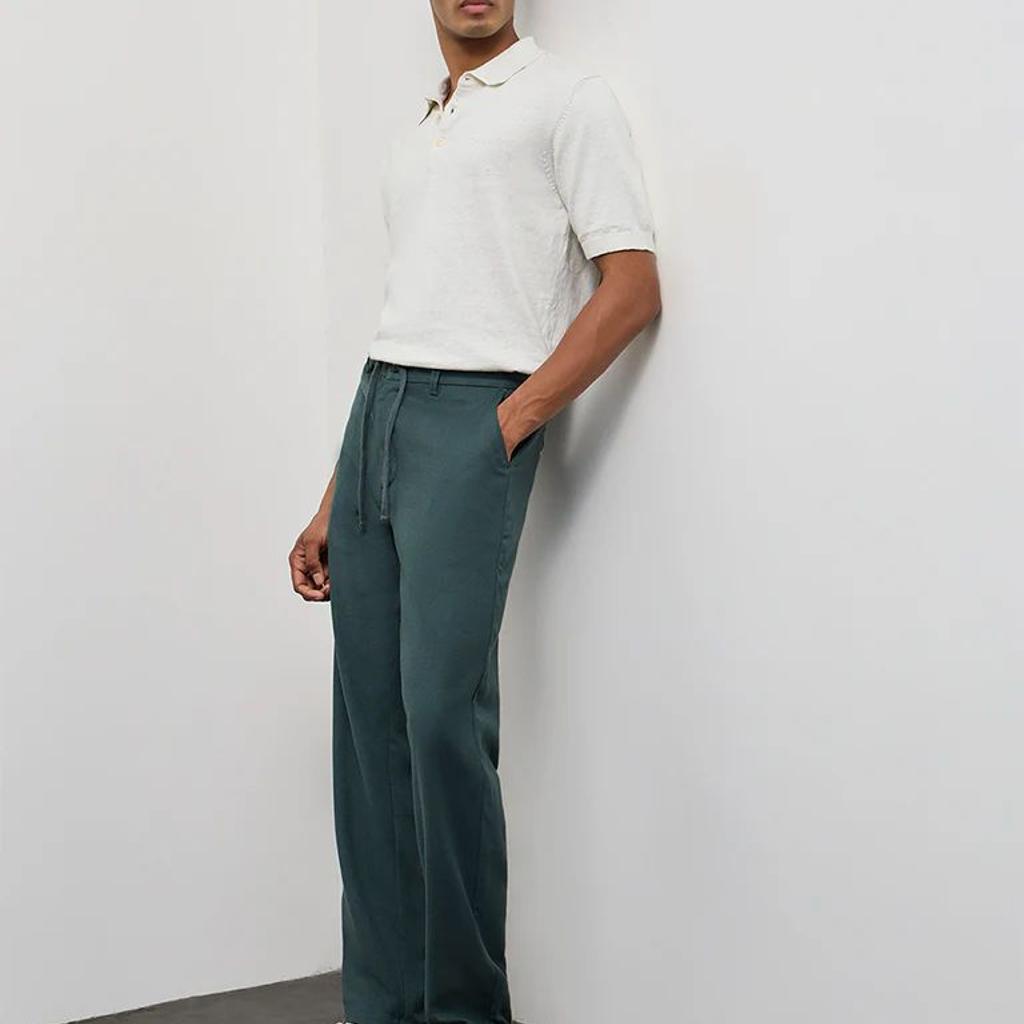 ETA Dark Teal Relaxed-Fit Mid-Rise Cotton-Blend Chinos