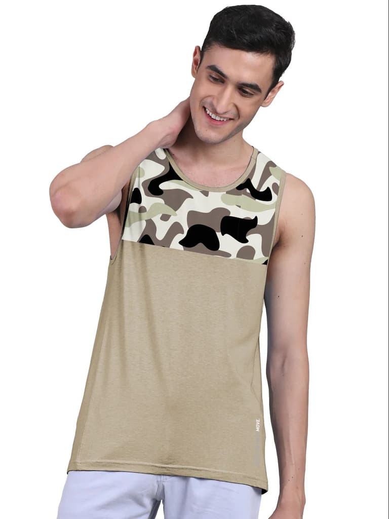 Active Fit For Men's Front Yoke Camouflage Regular Organic Bamboo Vest - Active Fit (Pack of 3) — photo 2