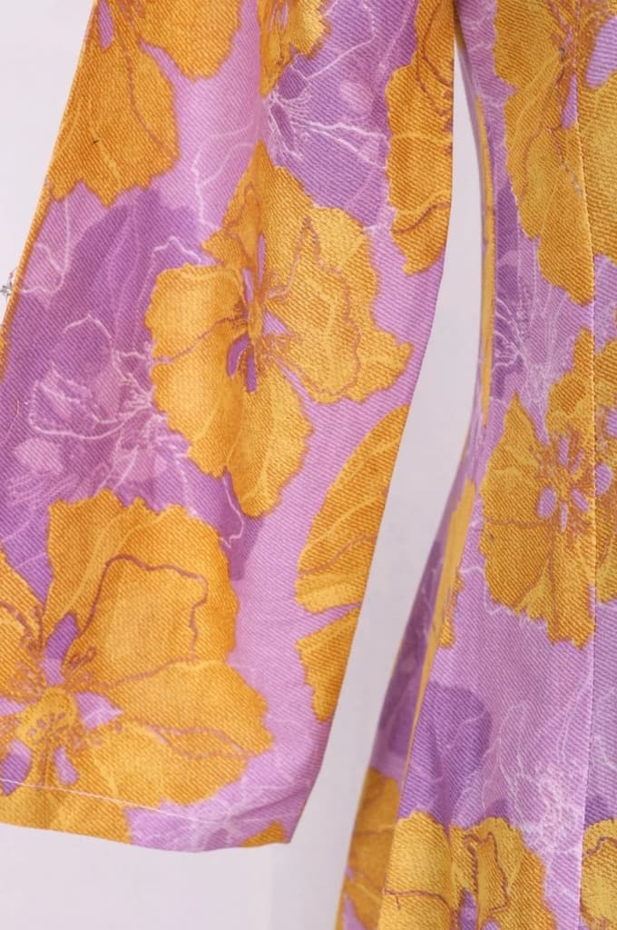 Lavender Bold Floral Printed Pure Cotton A-line Kurta — photo 6