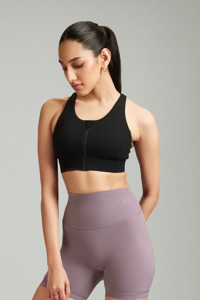 Black LevelUp Front Zip Sports Bra — photo 2