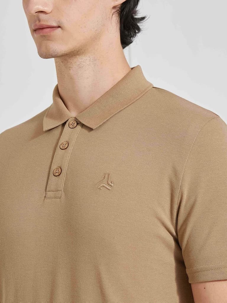 Men's Brown Solid Polo Collar T-Shirt — photo 3