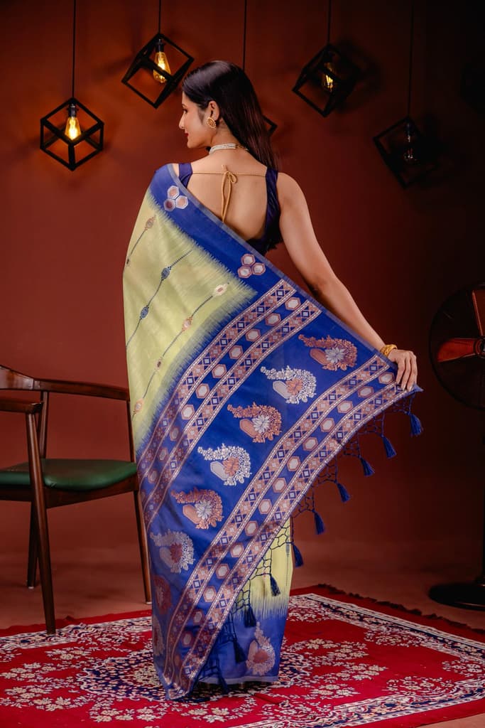 Mimosa Women's Woven Design Banarasi Style Art Silk Saree With Blouse Piece : SA00001795PSFREE — photo 6