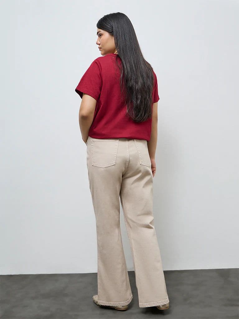 Gia Beige Bootcut High-Rise Jeans — photo 4