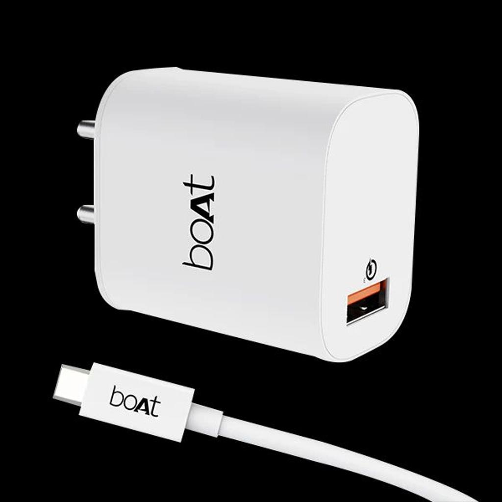 boAt 18w WCD QC3.0 Fast Charger Adaptor with Type C Cable | Fast Charger with Quick Charge 3.0, Smart IC protection, Spark protection