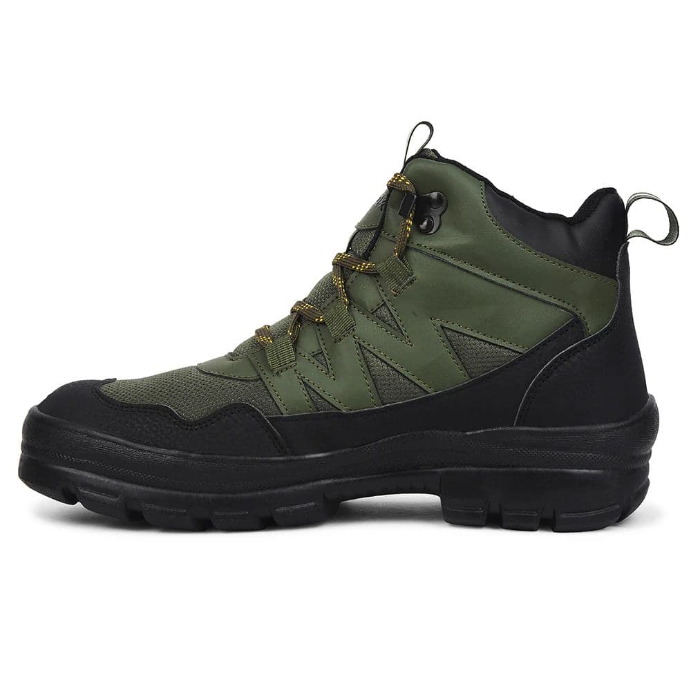 Leap7x Olive Green Sports Lace-Up Trekking Shoes For Men DRAWNER-1E By Liberty — photo 3
