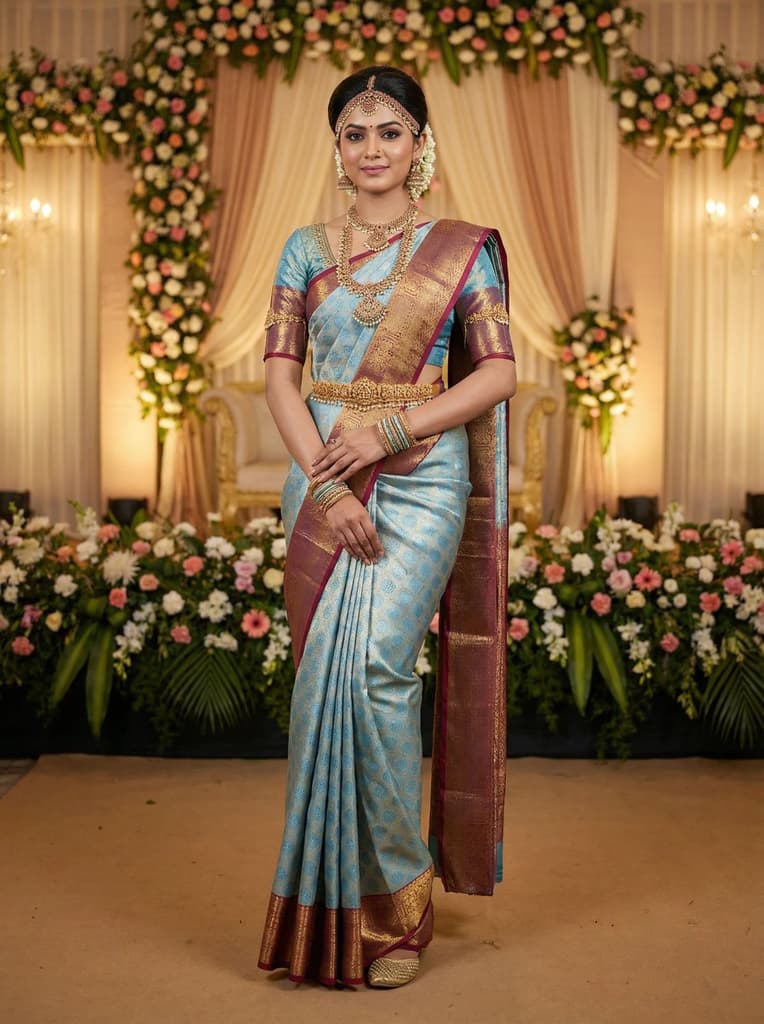 MIMOSA Women's Woven Design Kanjivaram Style Art Silk Saree with Blouse Piece - Ananda (SA00002734ANFREE) — Default Title