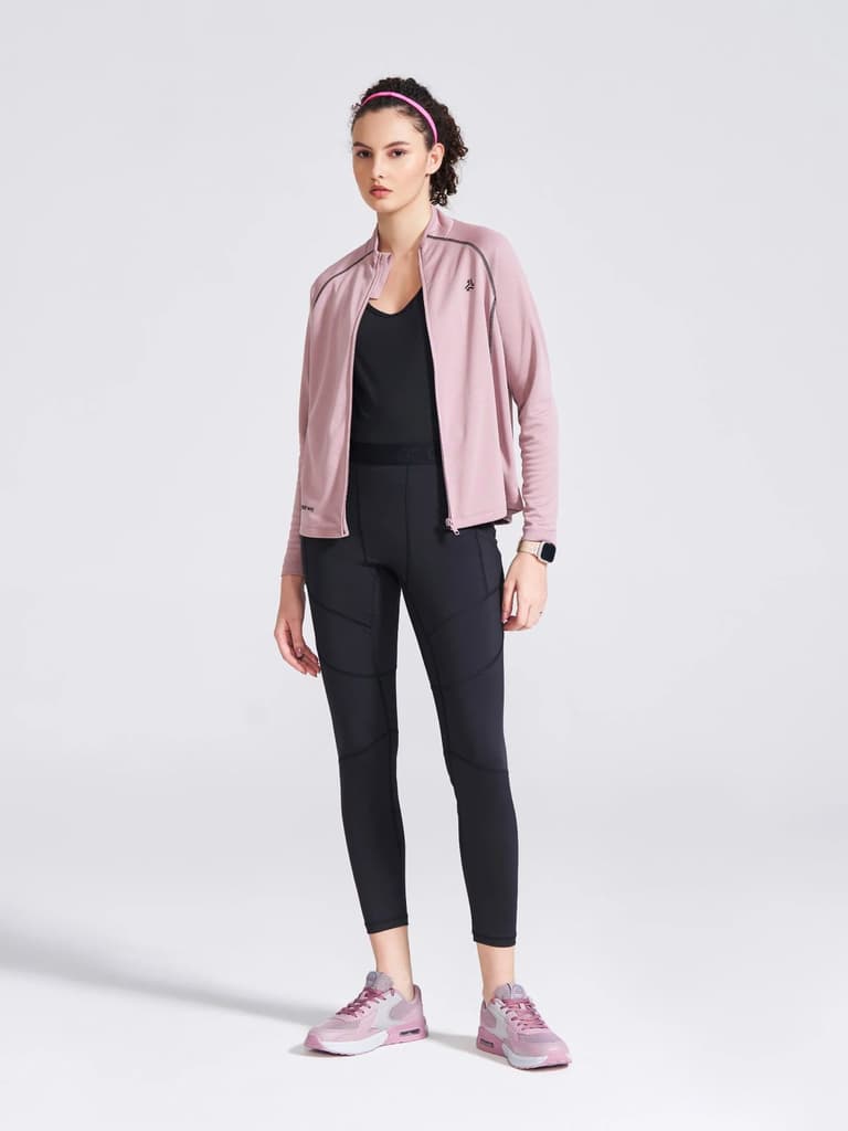 Women's Mauve Solid Stand Collar Jacket — photo 4