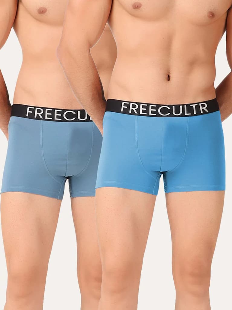 Men's Organic Cotton Trunks Pack of 2 — Brilliant Blue; Shadow Blue / S / Men