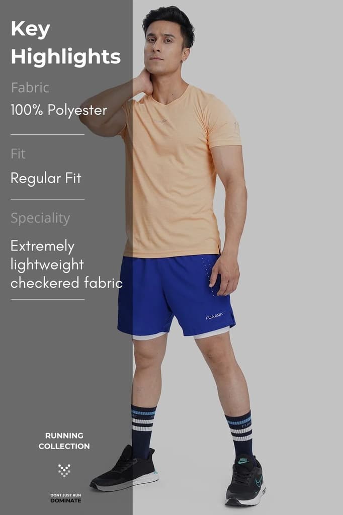 Checks Running T-shirt Peach — photo 9