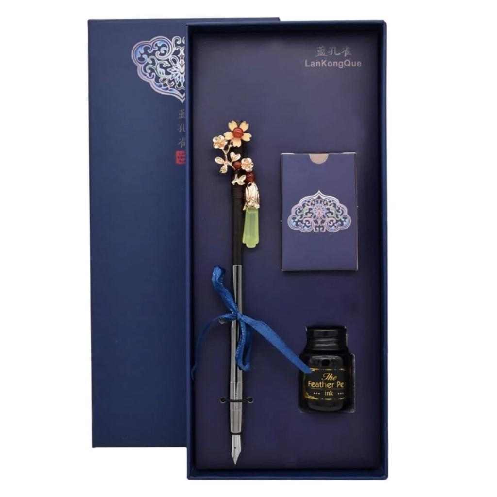 Hair Stick Style Fountain Pen Gift Set | Retro Style Kit With Ink Bottle And Cartridges — photo 3