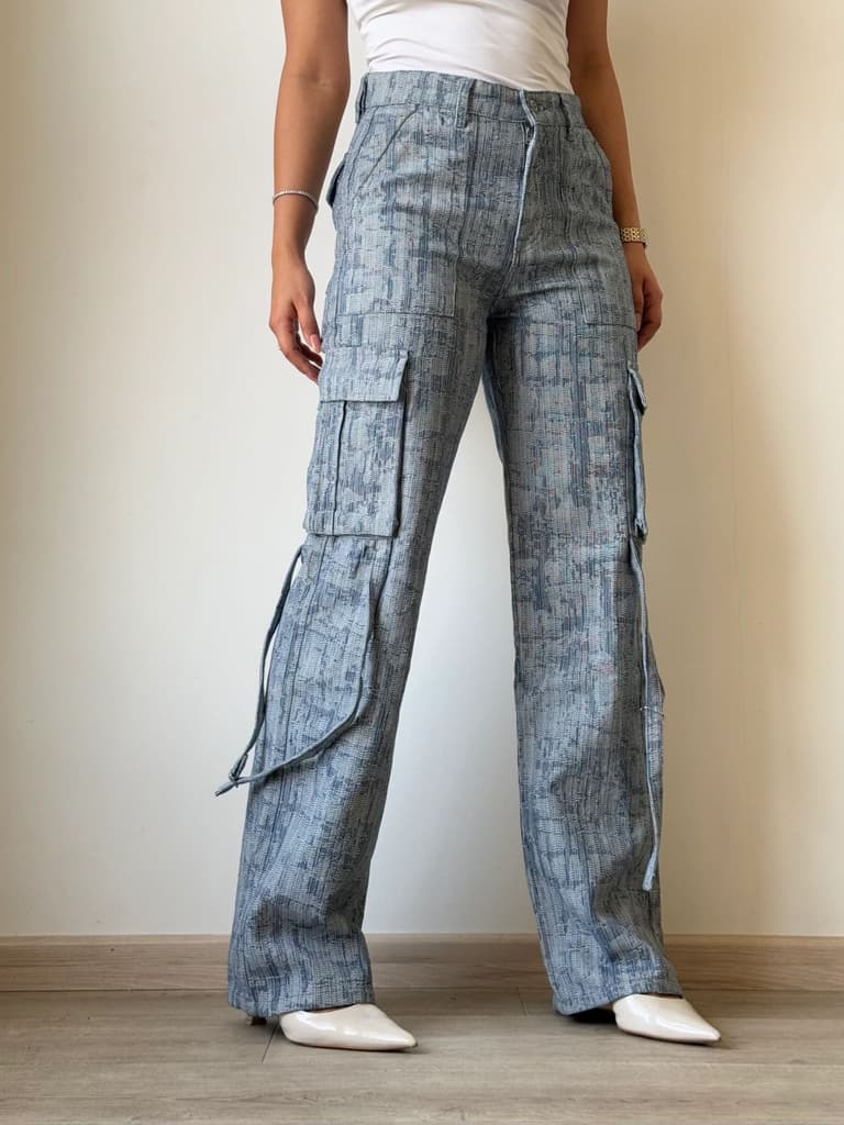 High-End Bamboo Texture Jacquard Cargo Pants — photo 10