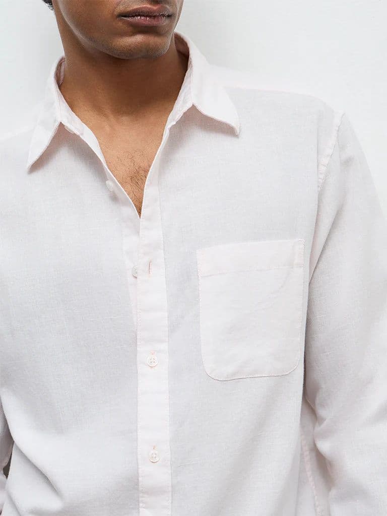 WES Casuals Light Pink Relaxed-Fit Cotton-Blend Shirt — photo 3
