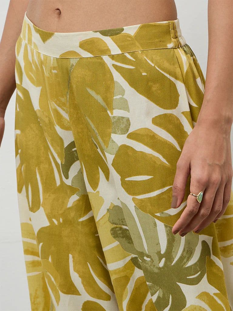 Utsa Green Foliage Printed Palazzos — photo 3
