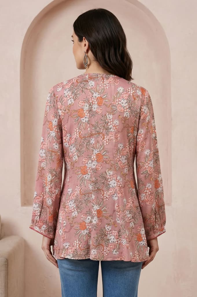Pink Block Printed A-line Top — photo 5