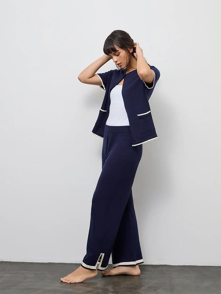 Wunderlove Navy Contrast Detailed Cardigan — photo 2