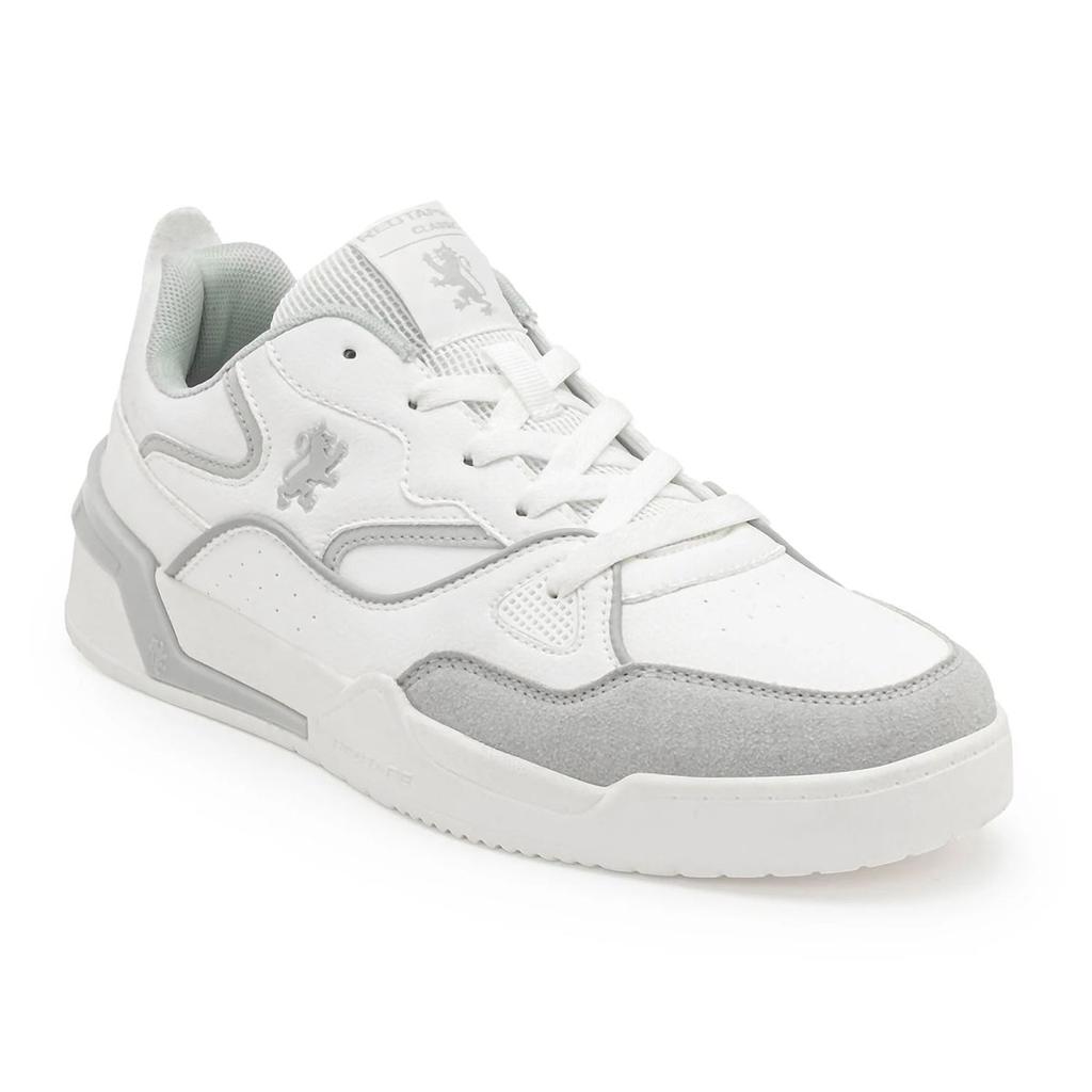 Sneakers for Men in White and Grey | Casual Low-Cut Lifestyle Shoes.