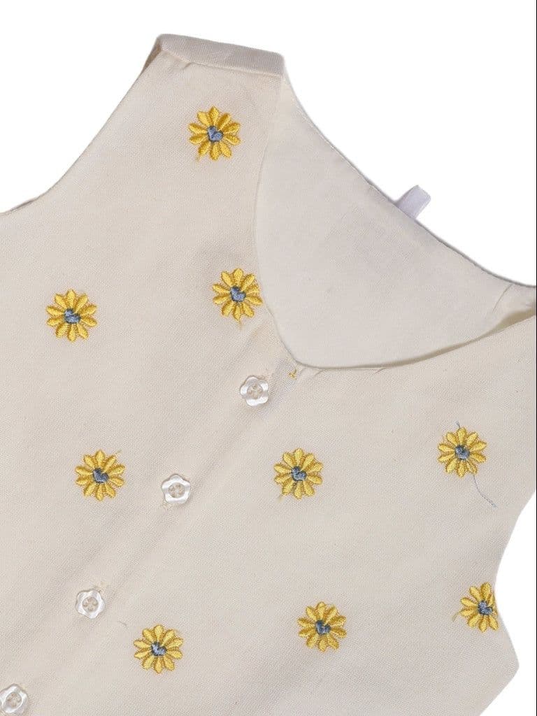 Utsa Kids Girls White Floral Embroidered Cotton-Blend Top - (2-8 yrs) — photo 5