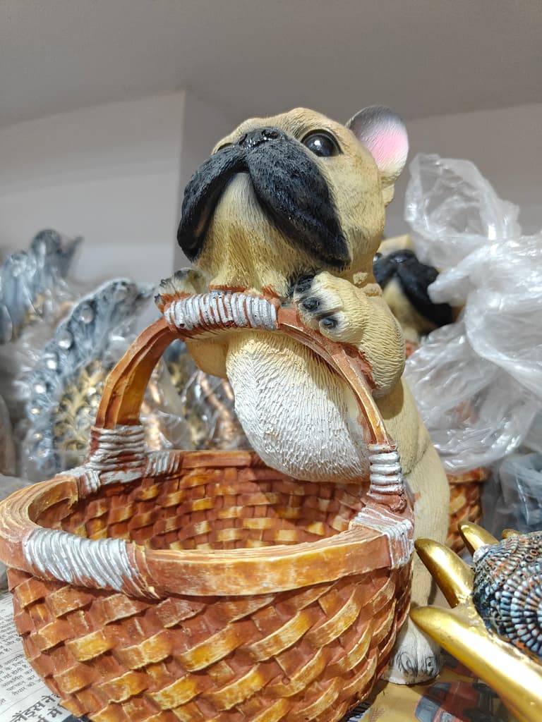 Pug Dog Figurine | Ceramic | Brown | Cute