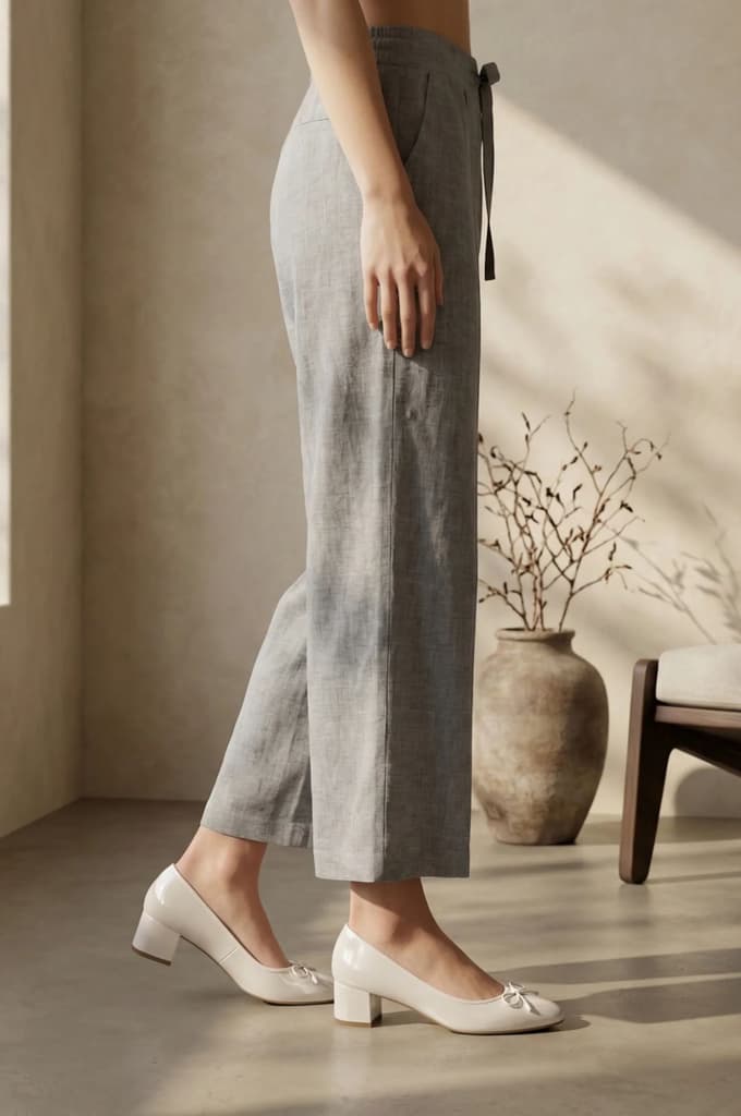 Elleven Women's Grey Yarn Dyed Denim Palazzo — photo 6