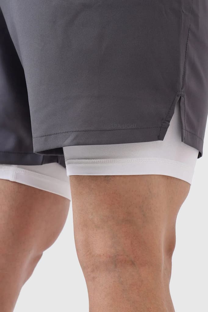 2 in 1 Compression Shorts Grey with White — photo 4