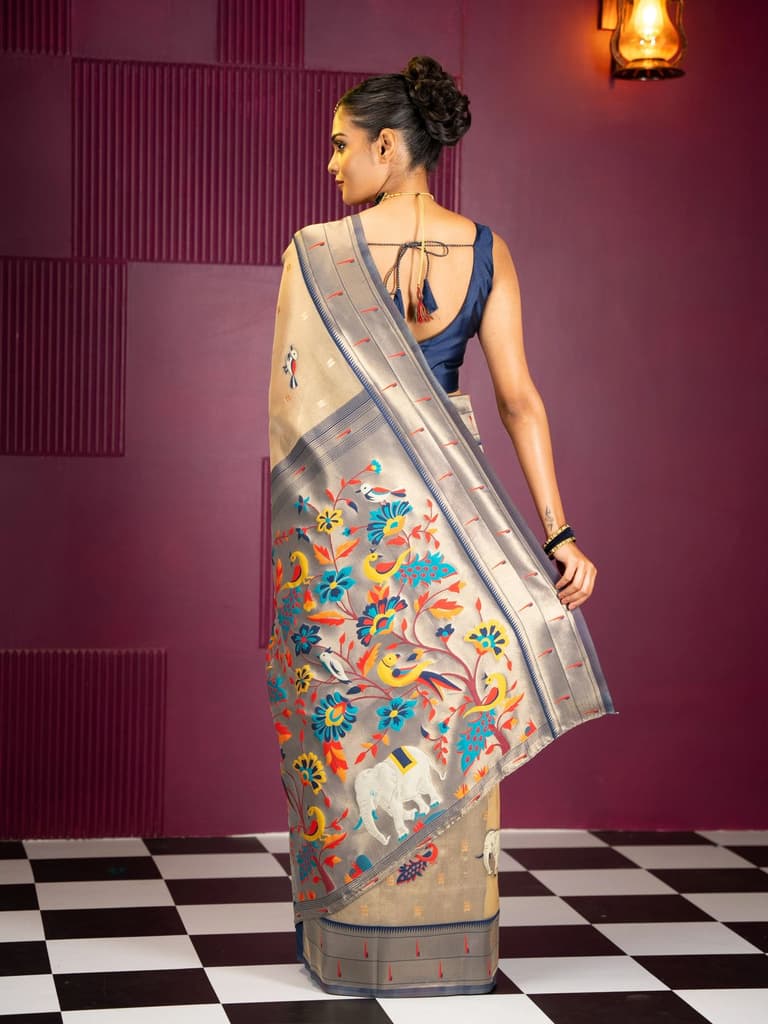 Mimosa Women's Woven Design Banarasi Style Art Silk Saree With Blouse Piece : SA00001954NVFREE — photo 4