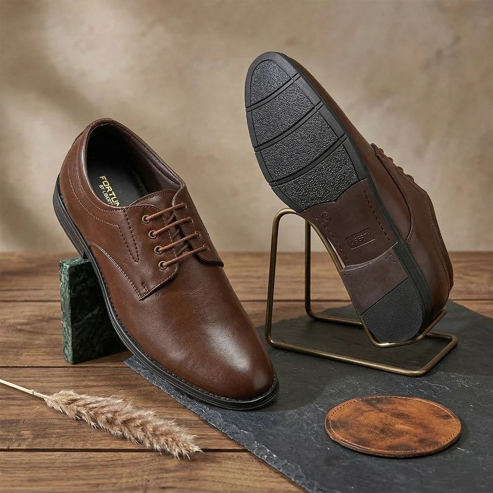 Fortune HML-86E Brown Formal Lacing Derby Shoes for Men by Liberty — photo 2