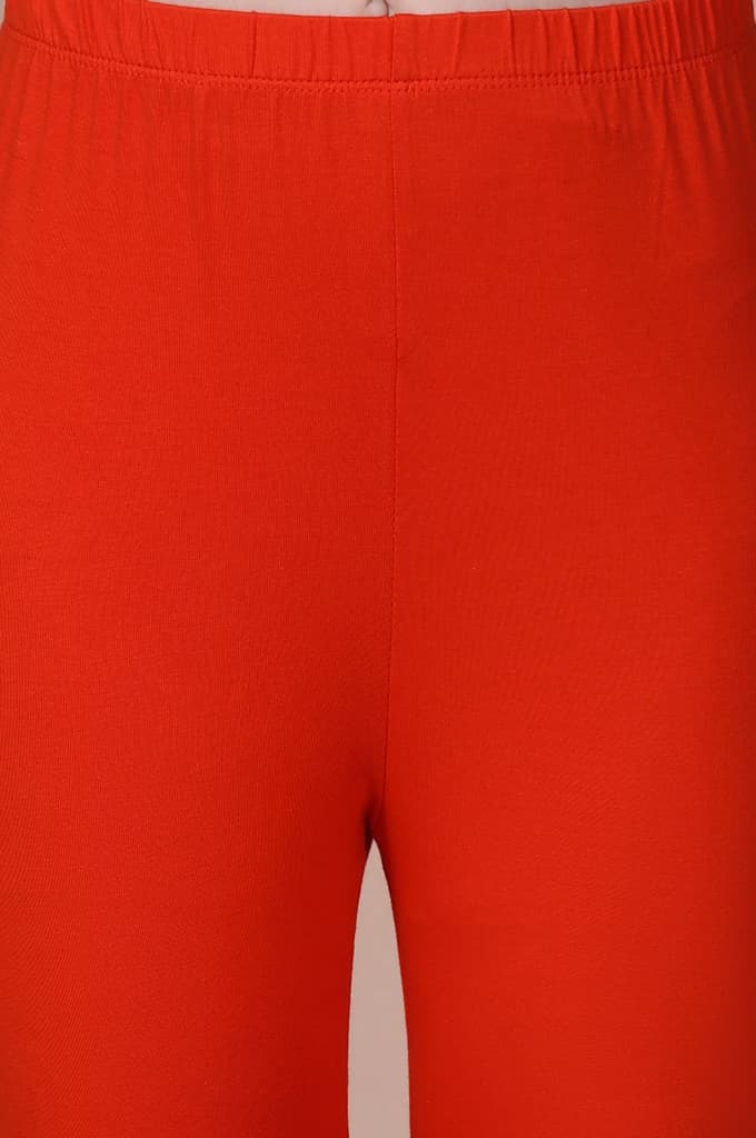 Bright Red Solid Ankle-Length Cotton Tights — photo 6