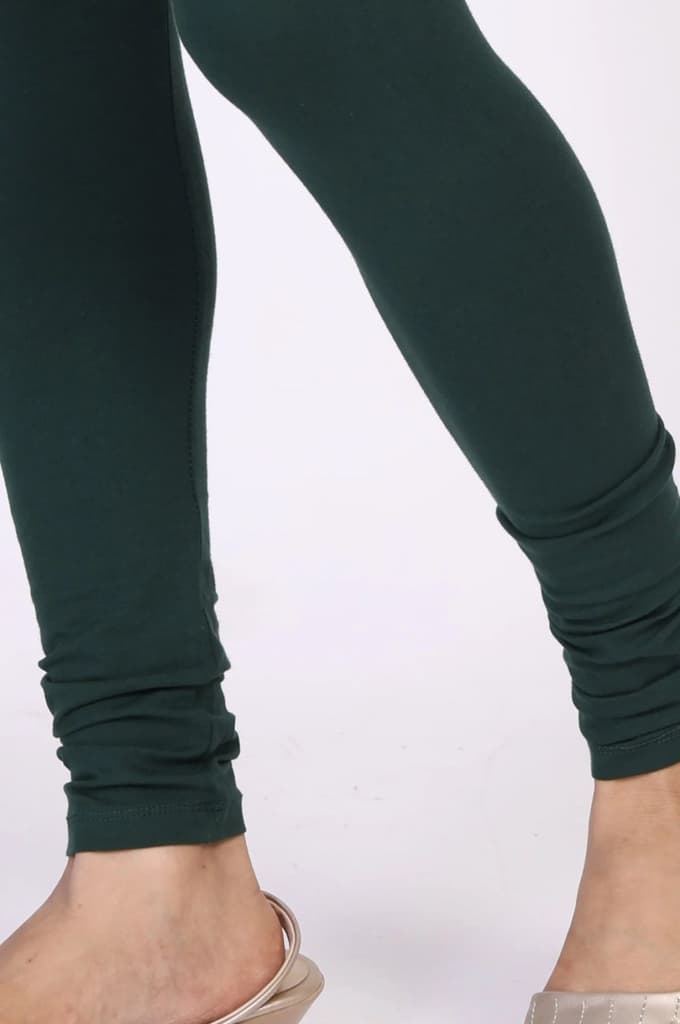 Green Solid Skinny Fit Cotton Tights — photo 7