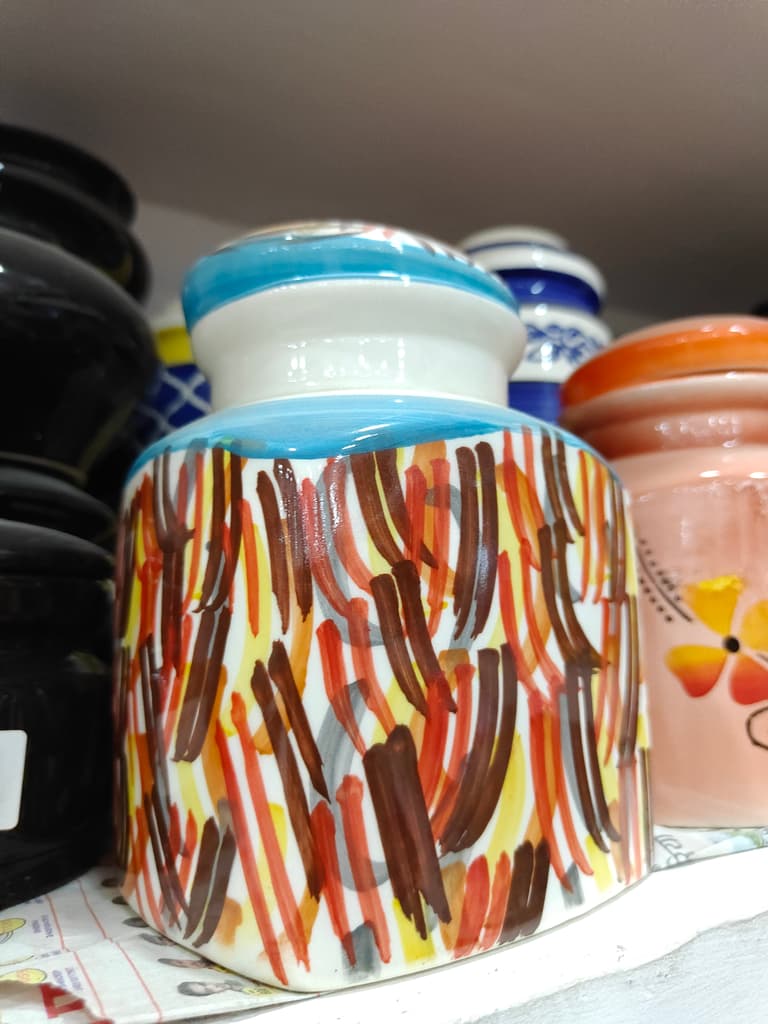 Colorful Vase with Stripes | Ceramic | Decorative | Multi-colored