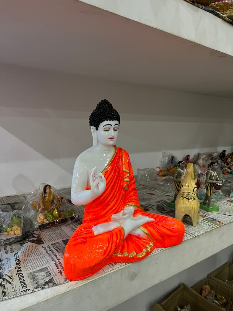 Buddha Statue | Sculpture | Porcelain | Orange