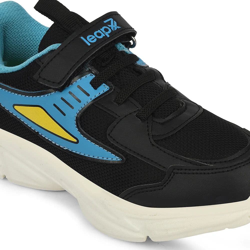 Leap7x Black Sports Non Lacing Walking Shoes For Kids CLOUDY-5V By Liberty — photo 4