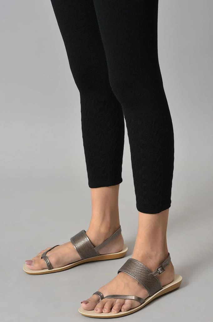Black Solid Skinny Tights With Elasticated Waistband — photo 8