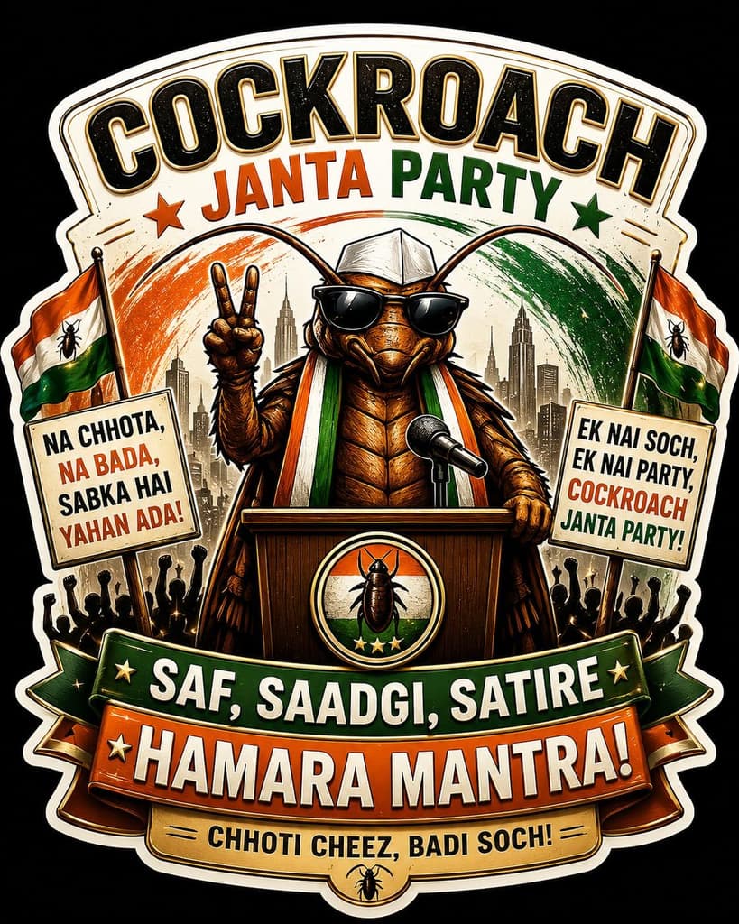Cockroach Janta Party Premium Satire Mixed Theme Sticker | Funny Political Parody Shelf Adhesive Paper Sticker | Non Waterproof Sticker for Laptop, Car, Bike, Bottle, Notebook, Helmet & Gift (20) — photo 9
