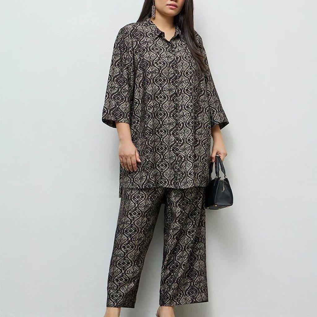 Diza Black Argyle Printed Tunic