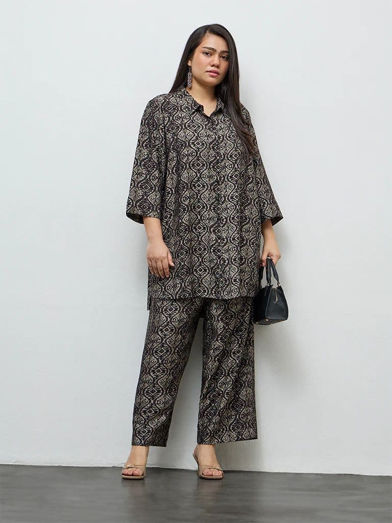Diza Black Argyle Printed Tunic