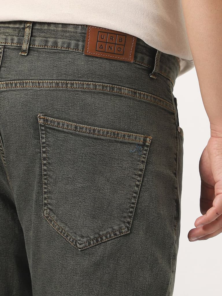 Plus Men's Grey Straight Fit Heavy Washed Jeans Stretchable — photo 6