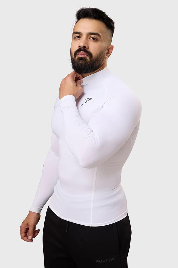 High Neck Compression Full Sleeves T-shirt White — photo 5