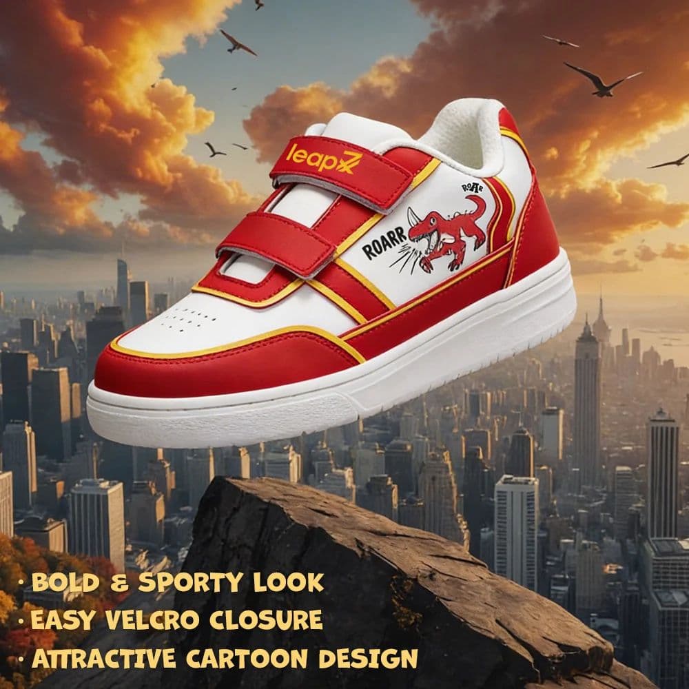 Leap7X Red Sports Non Lacing Sneakers For Kids TOTSTREND5 By Liberty — photo 3