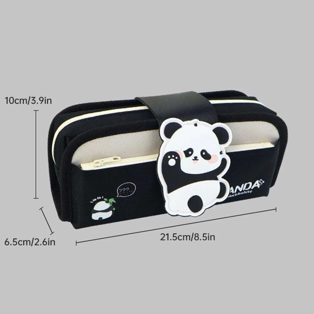Cute Panda Double-Zip Pencil Case – Large Capacity, Multi-Compartment Stationery Pouch — photo 3