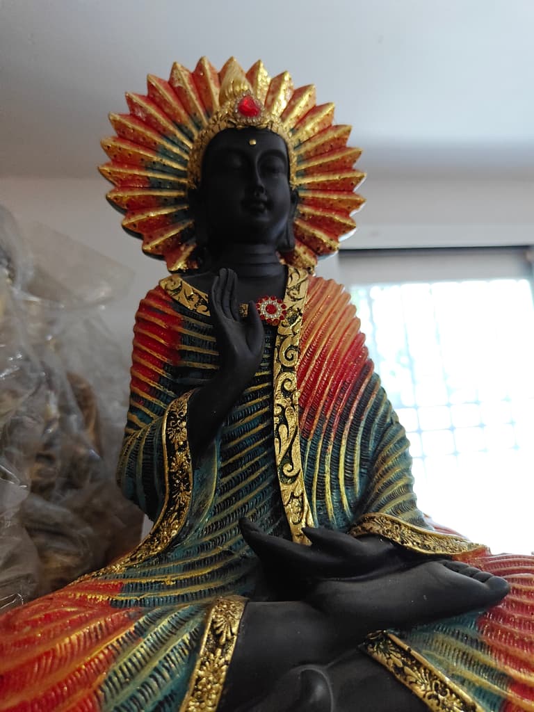 Black Buddha Statue | Gold Trim | Meditation Aid | Decorative