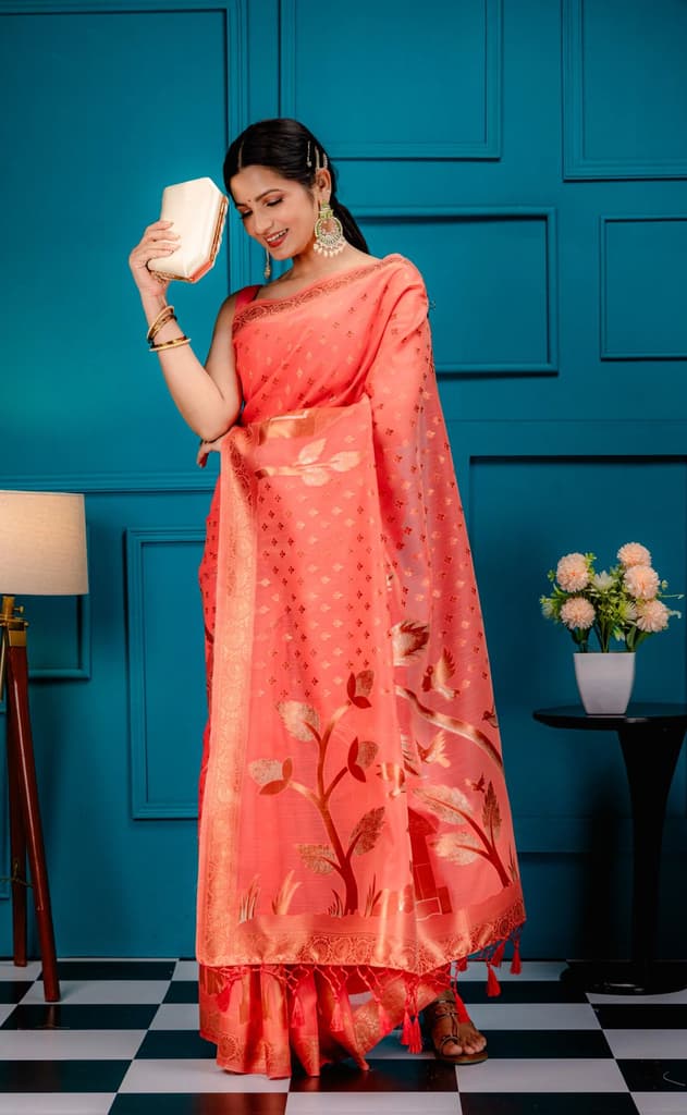 Mimosa Women's Woven Design Banarasi Style Art Silk Saree With Blouse Piece : SA00001828GJFREE — photo 5