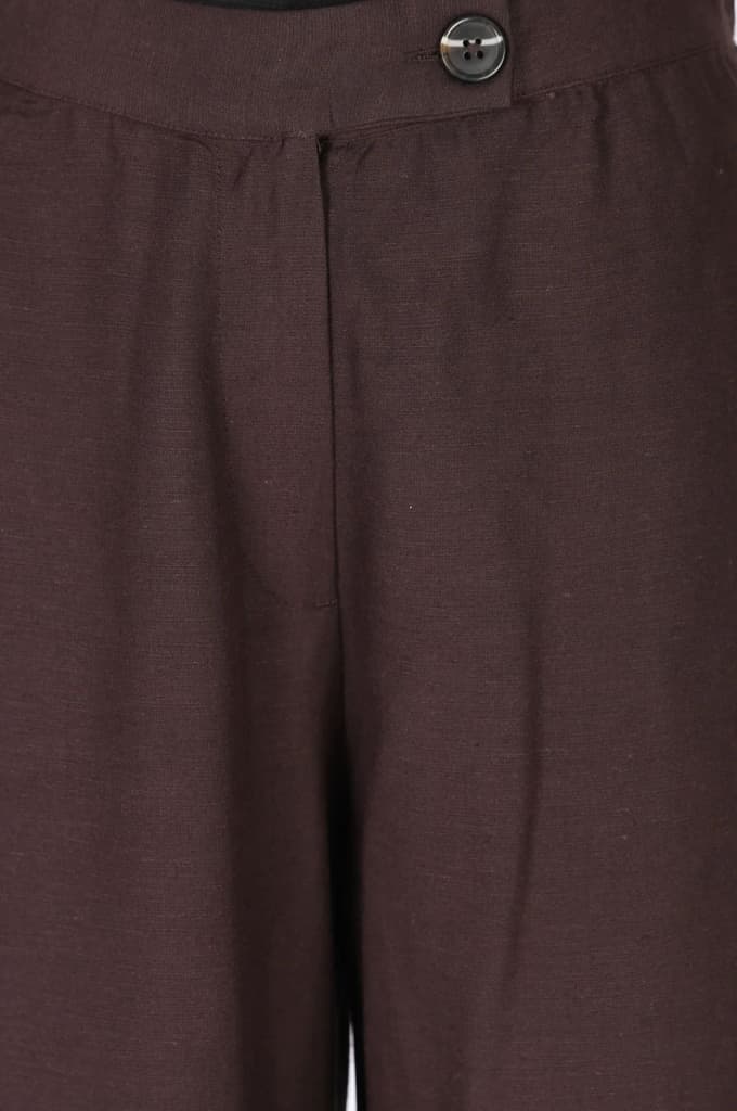 Navy Blue Solid Wide Leg Ankle Length High Rise Pants — photo 2