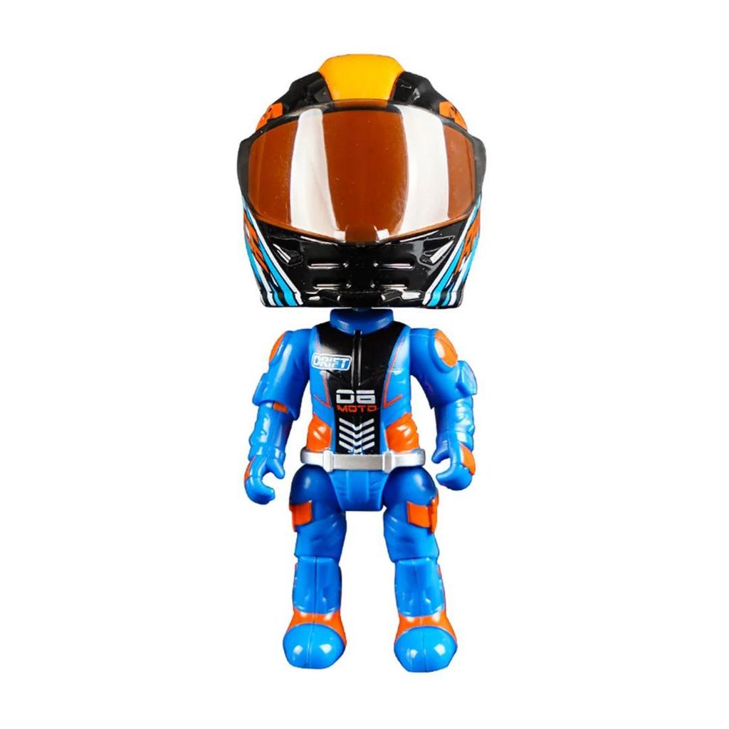 Helmet Metal Mini Figure – Die-Cast Transforming Racing Action Figure (2-in-1 Helmet to Hero) — Blue